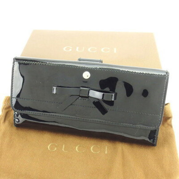 Gucci long Wallet ribbon black patent leather - Picture 1 of 6
